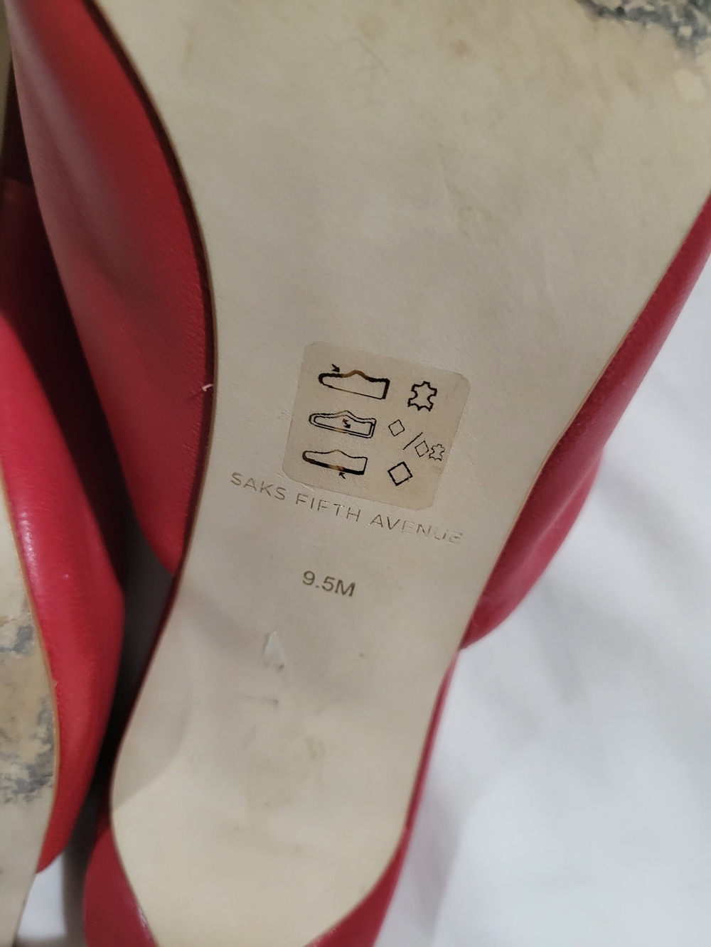 Saks Fifth Avenue Red Bow Slide Mules - Picture 5 of 5